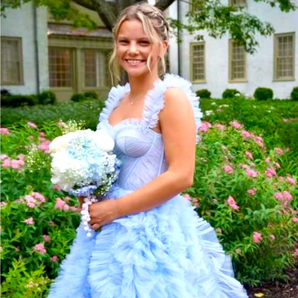 Milla Nova XS Light Blue All Ruffled Up Evening Dress,PROM, Homecoming